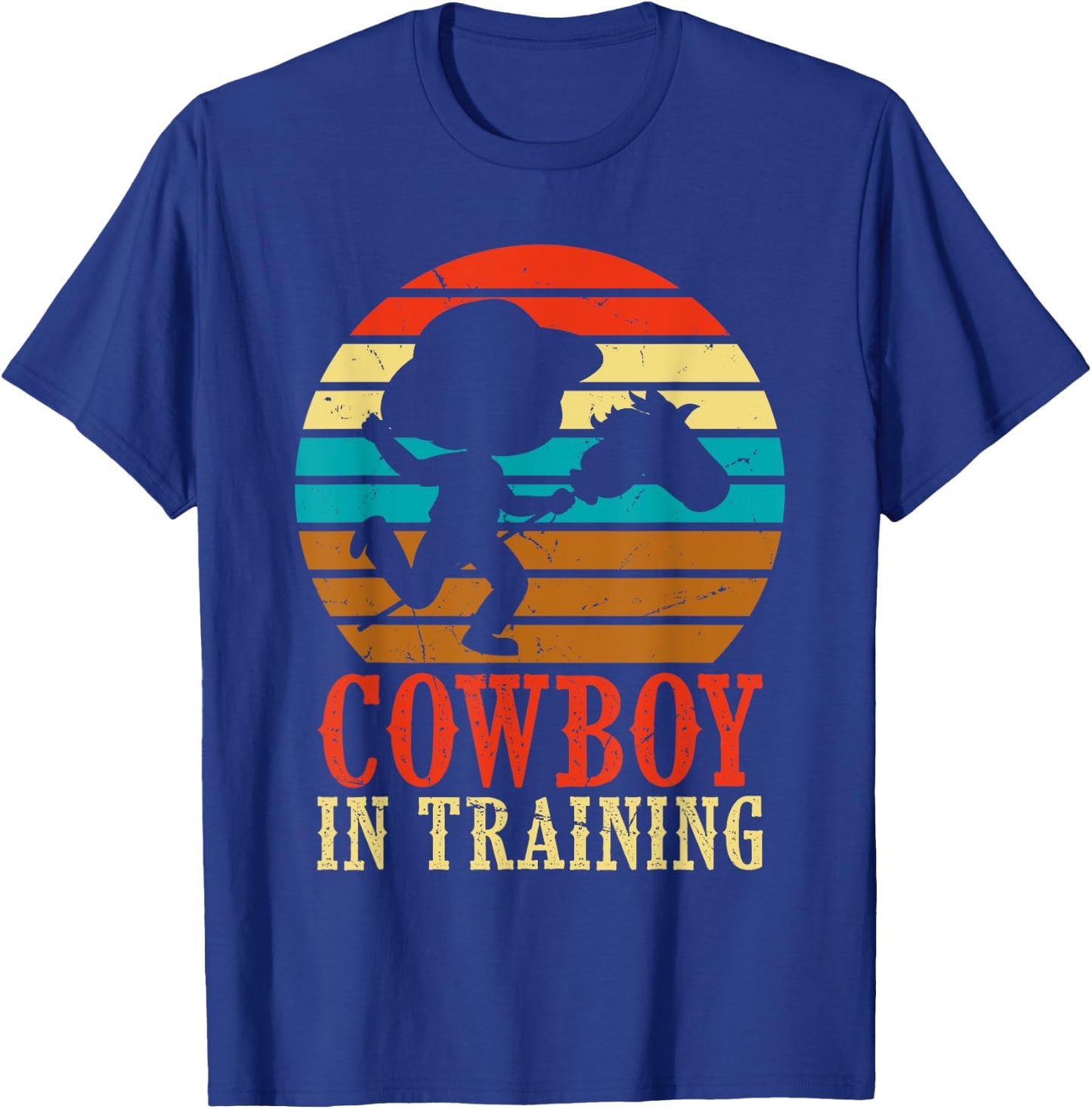 Kids Cowboy in Training Cute Future Rodeo Boy Wooden Horse T-Shirt - T-Shirt | Royal
