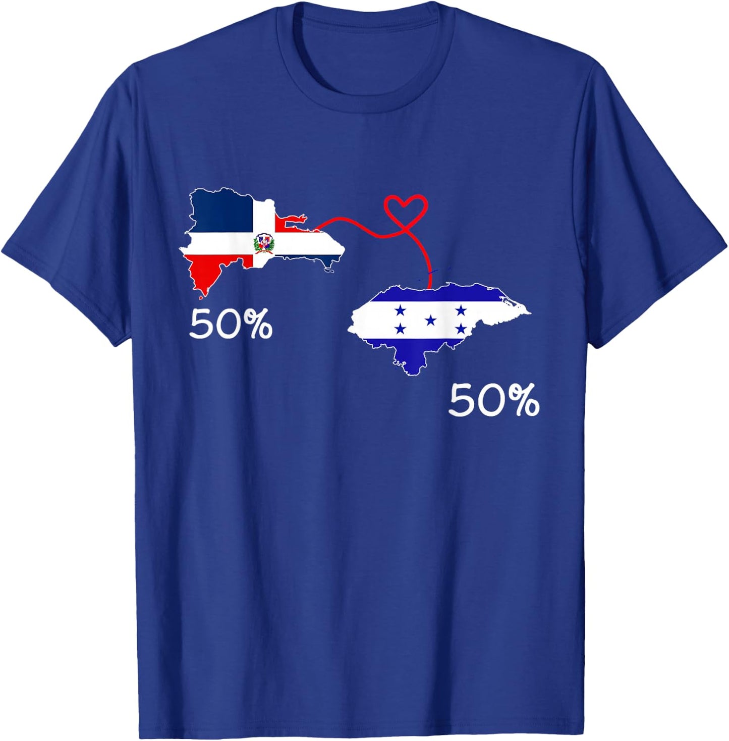Half Dominican Half Honduran Flag Map Love Honduras RD Pride T-Shirt - T-Shirt | Royal