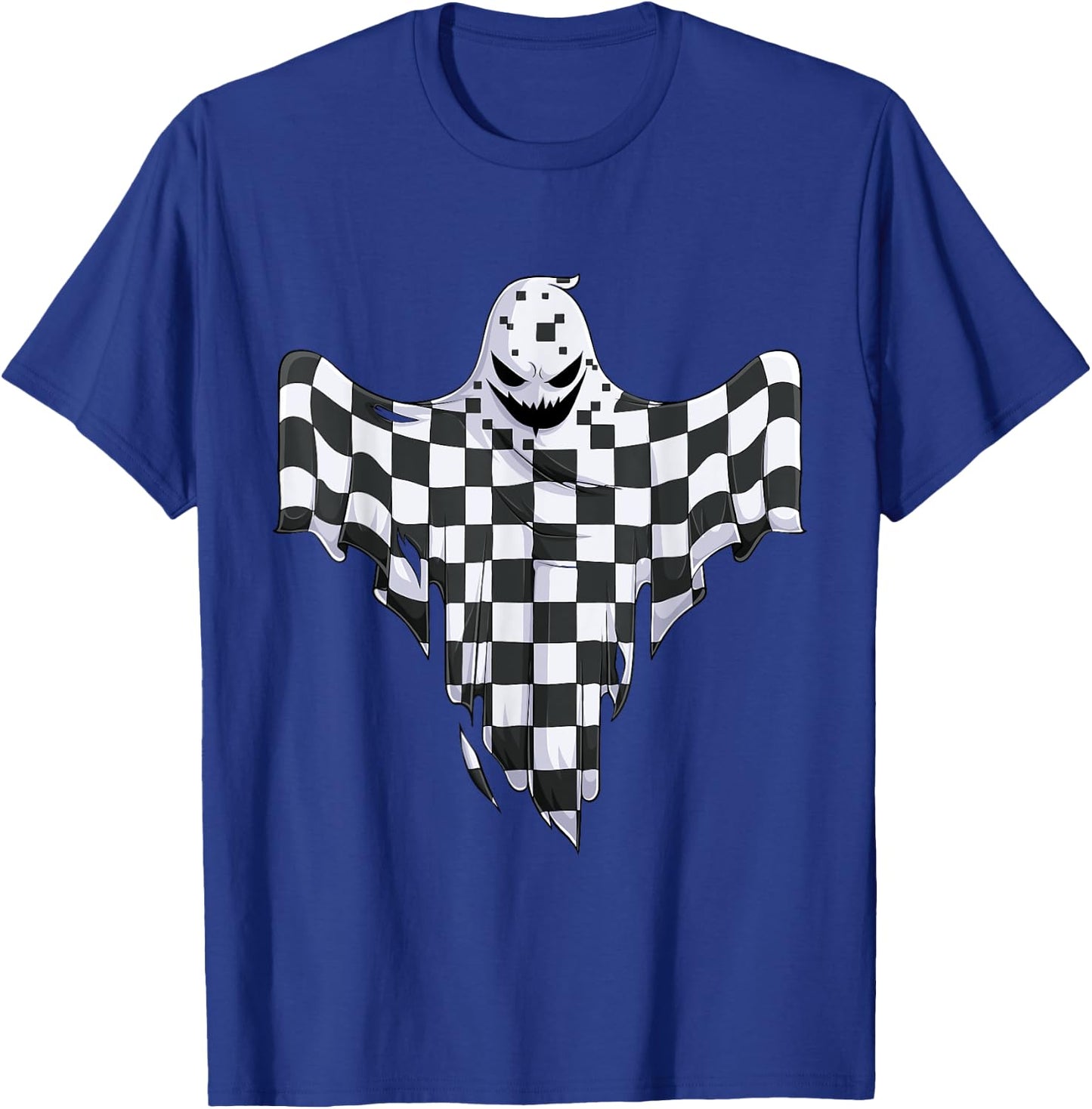 Ghost Halloween Kids Toddler Youth Race car Pit Crew T-Shirt - T-Shirt | Royal