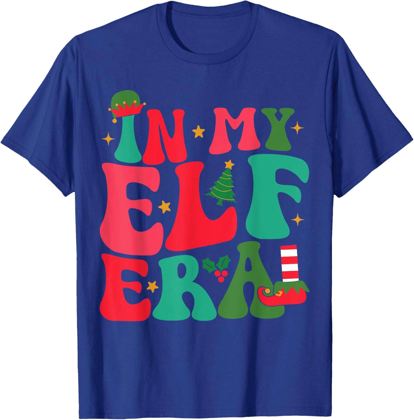 In My Elf Era Groovy Xmas Funny Women Christmas Elf T-Shirt - T-Shirt | Royal