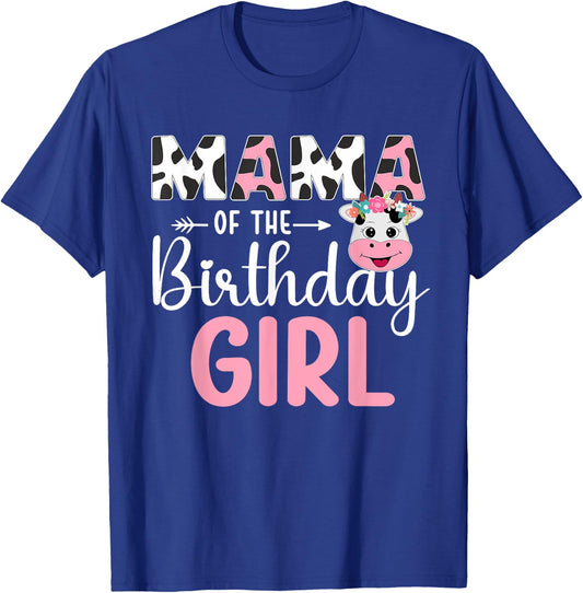 Mama Of The Birthday Girl Farm Cow 1 St Birthday Girl T-Shirt - T-Shirt | Royal