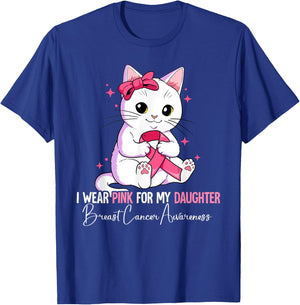 I Wear Pink For My Daughter Breast Cancer Awareness T-Shirt - T-Shirt | Royal