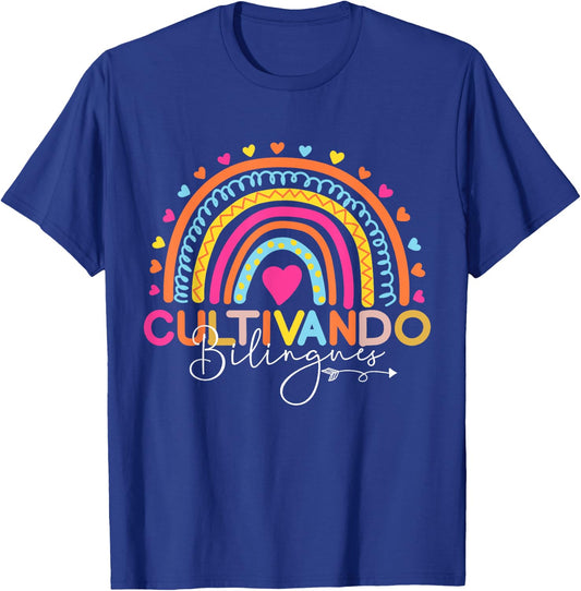Bilingual Teacher Cultivando Bilingues Maestra Men Women Girls Kids T-Shirt - T-Shirt | Royal