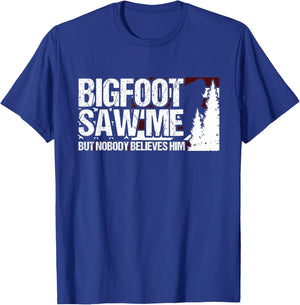 Bigfoot Saw Me But Nobody Believes Him Sasquatch USA Flag Women Kids Men T-Shirt - T-Shirt | Royal