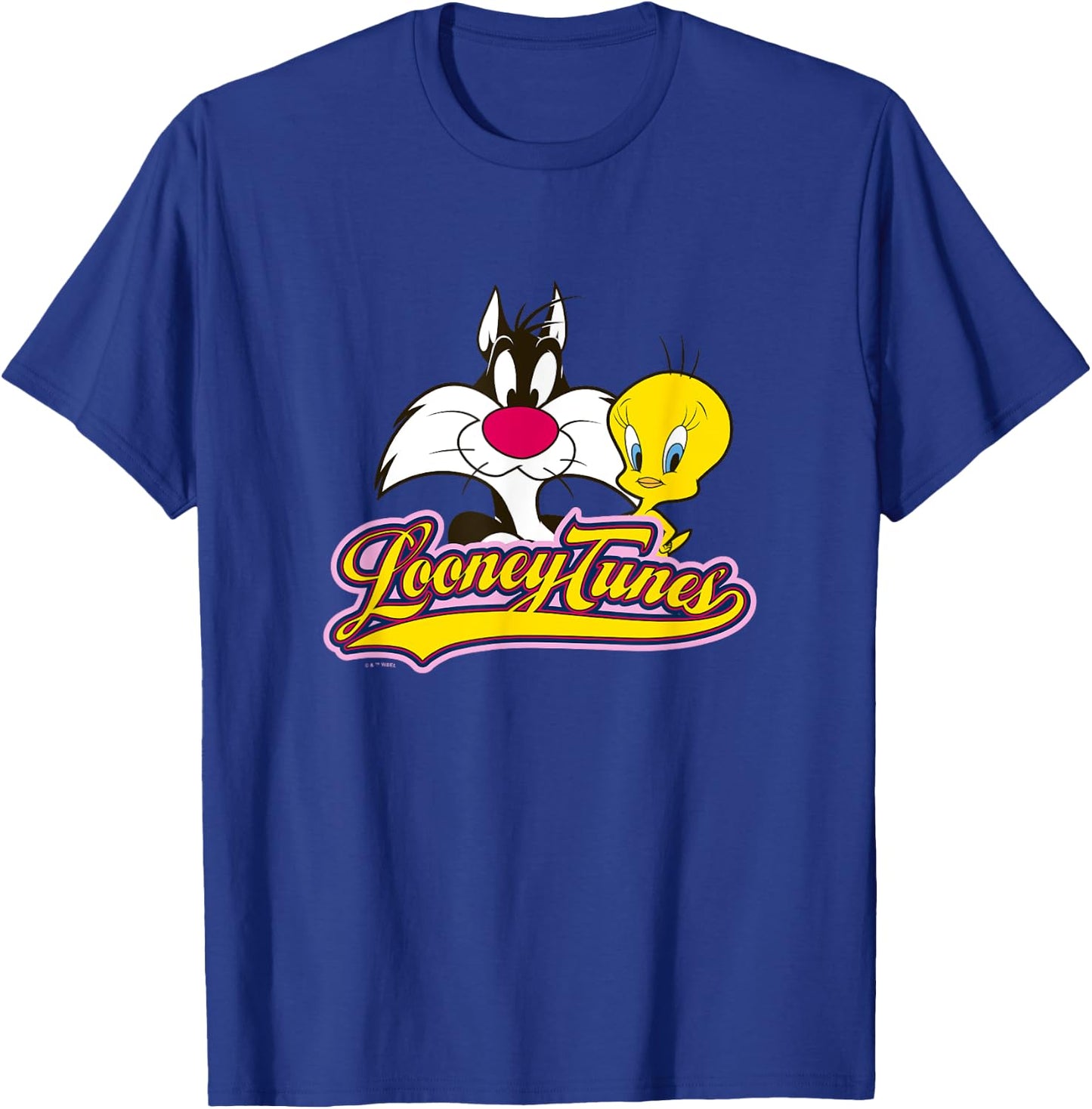 Looney Tunes Sylvester And Tweety Bird Smiling Faces Logo T-Shirt - T-Shirt | Royal