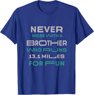 Brother Who Runs Half Marathon Running Brah Runner Bruv T-Shirt - T-Shirt | Royal
