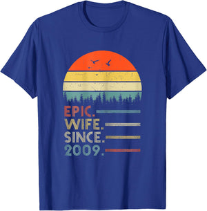14th Wedding Aniversary Shirt Epic Wife Since 2009 T-Shirt - T-Shirt | Royal