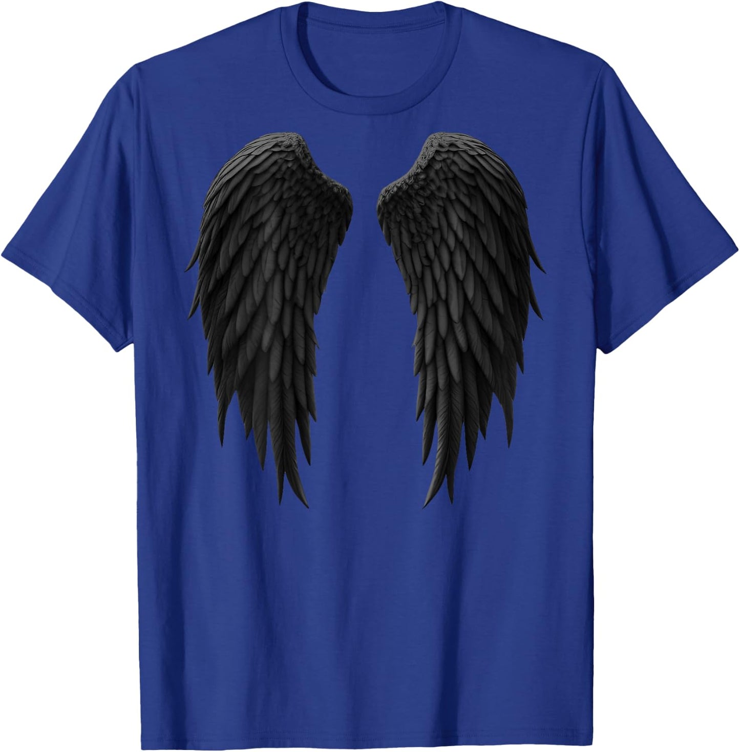 Realistic Black Dark Angel Wings on the Back T-Shirt - T-Shirt | Royal