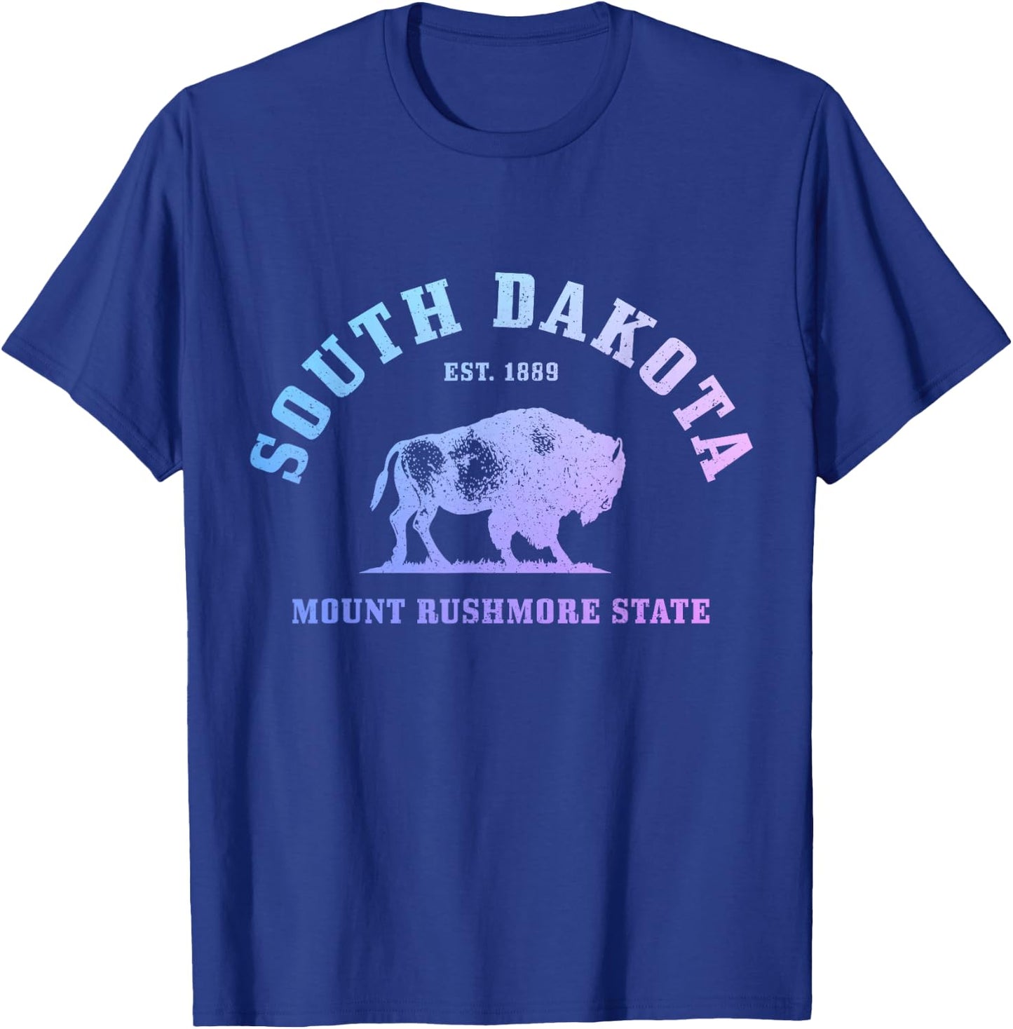 South Dakota East 1889 Mount Rushmore State Bison Vintage T-Shirt - T-Shirt | Royal