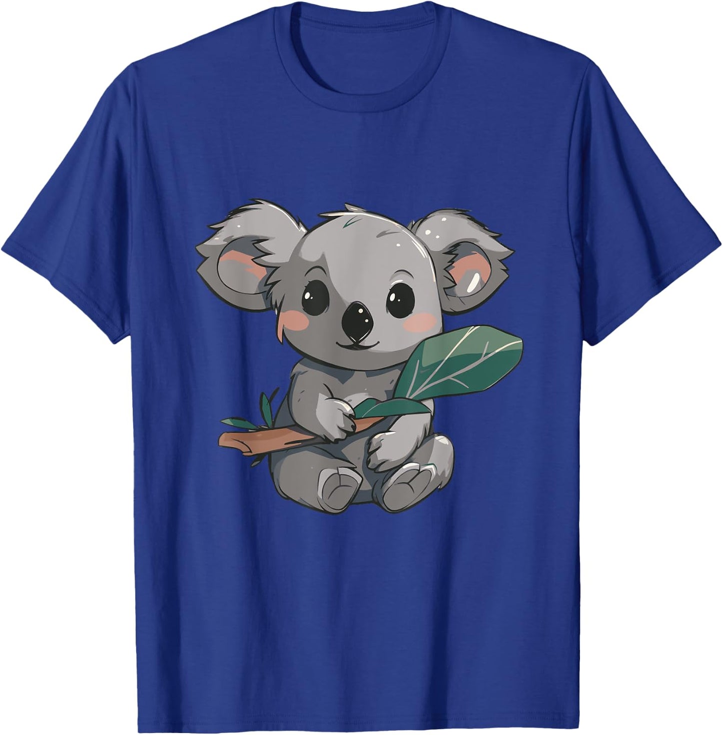 Cute Kawaii Koala Holding Eucalyptus Leaf Japanese Anime T-Shirt - T-Shirt | Royal