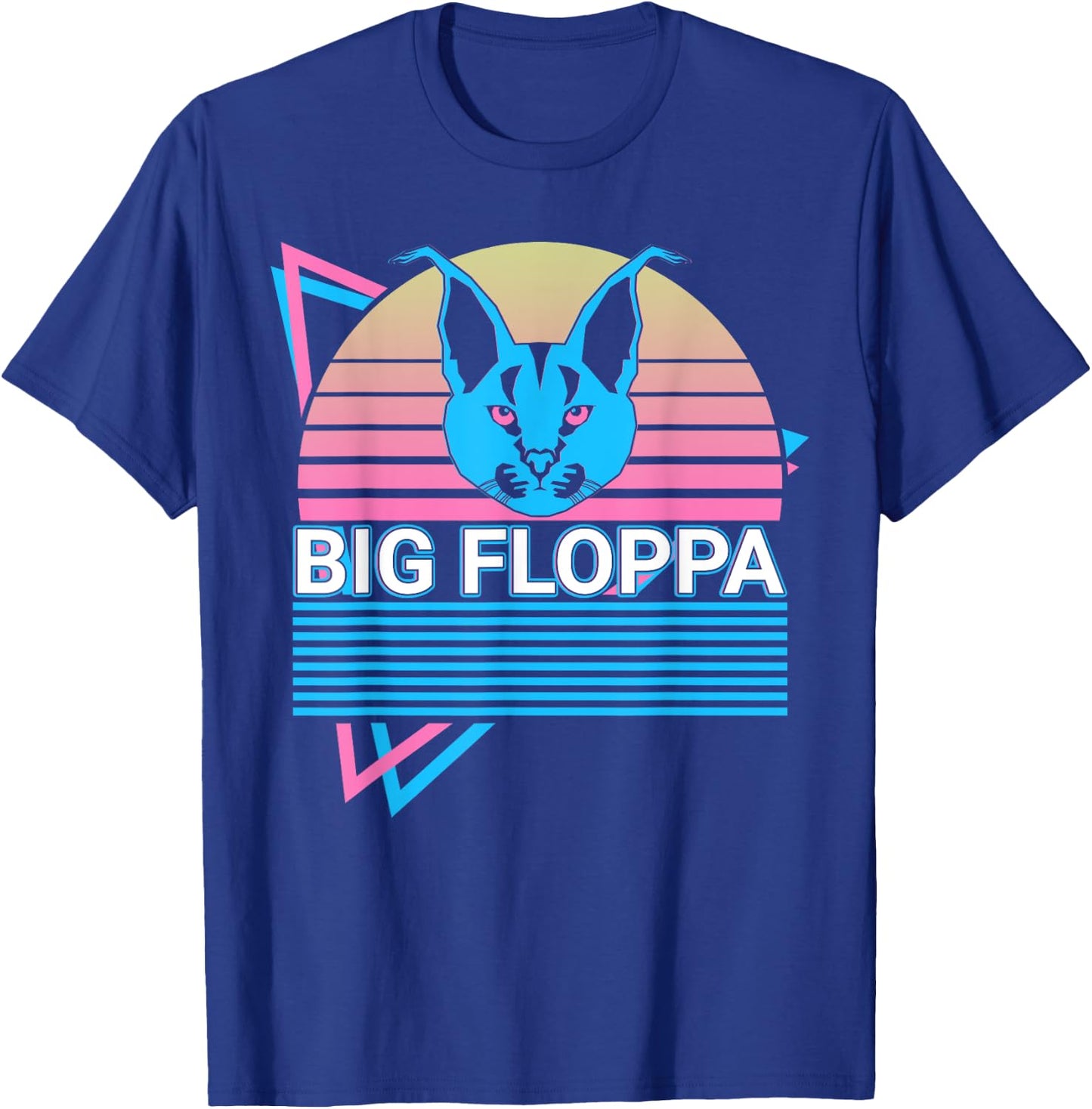 Big Floppa Caracal Cat Meme Retro Men Women Girls Kids T-Shirt - T-Shirt | Royal