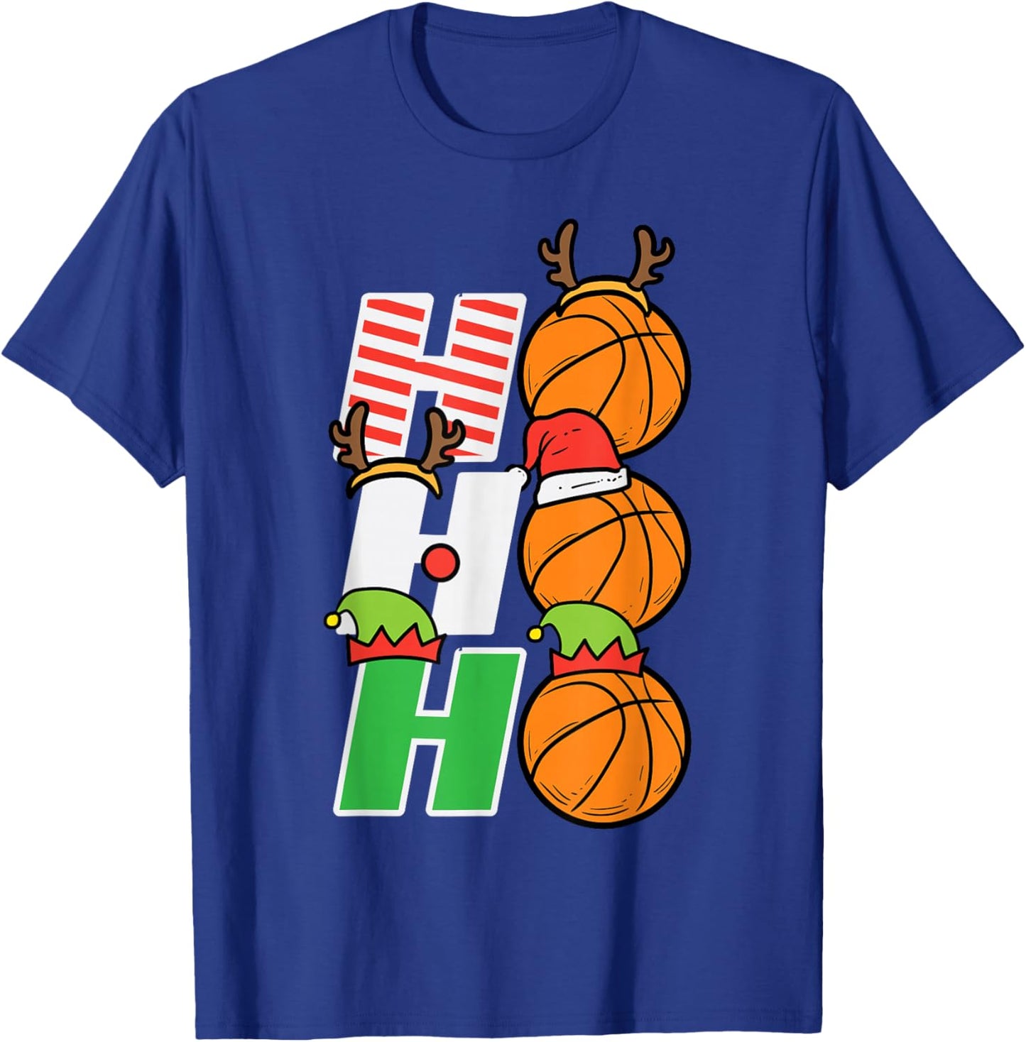 Christmas Basketball Ho Ho Ho Xmas Sports Men Boys Kids T-Shirt - T-Shirt | Royal