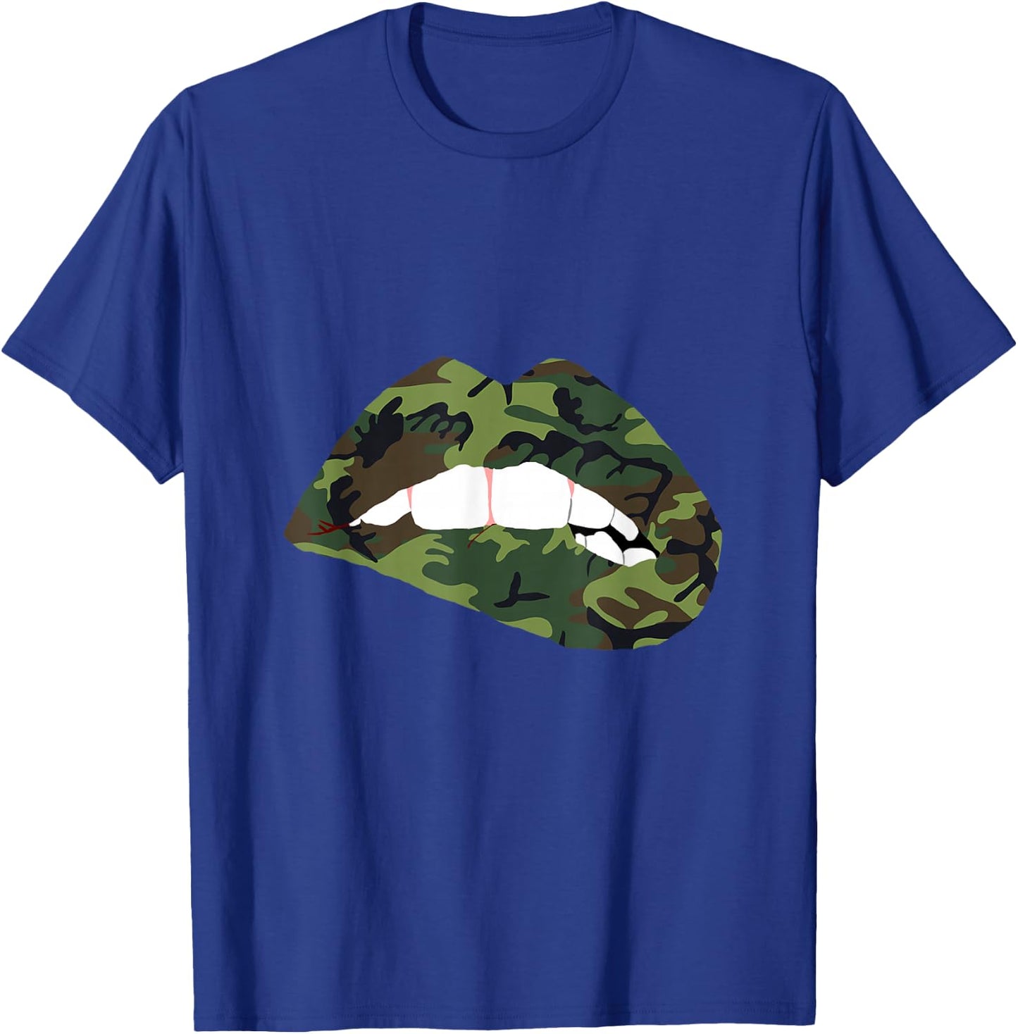Camouflage Lips Camo Lipstick Kiss Mouth Army T-Shirt - T-Shirt | Royal