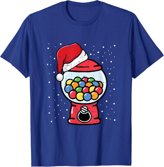 Gumball Machine Santa Hat Christmas Pajama X-mas Candy Gum T-Shirt - T-Shirt | Royal