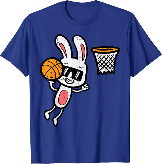 Easter Bunny Basketball Dunk Sports Boys Kids Toddler Youth T-Shirt - T-Shirt | Royal
