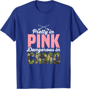 Funny Hunting Lover Pink Camo Graphic Women Hunting T-Shirt - T-Shirt | Royal