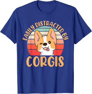 Easily Distracted By Corgis T-Shirt - T-Shirt | Royal
