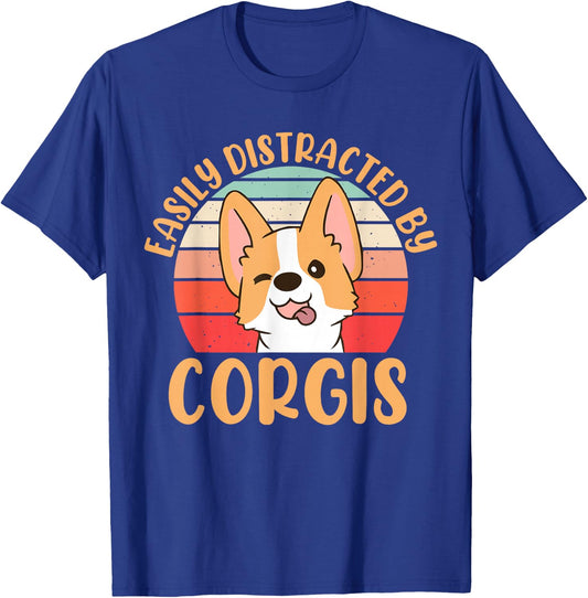 Easily Distracted By Corgis T-Shirt - T-Shirt | Royal