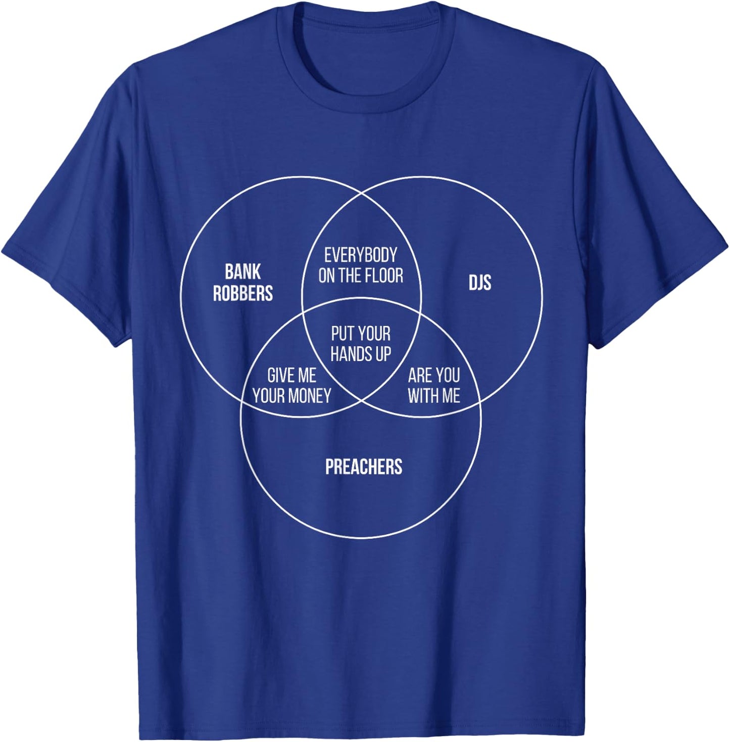 Funny DJs Shirt Preacher Bank Robber Funny Venn Diagram T-Shirt - T-Shirt | Royal