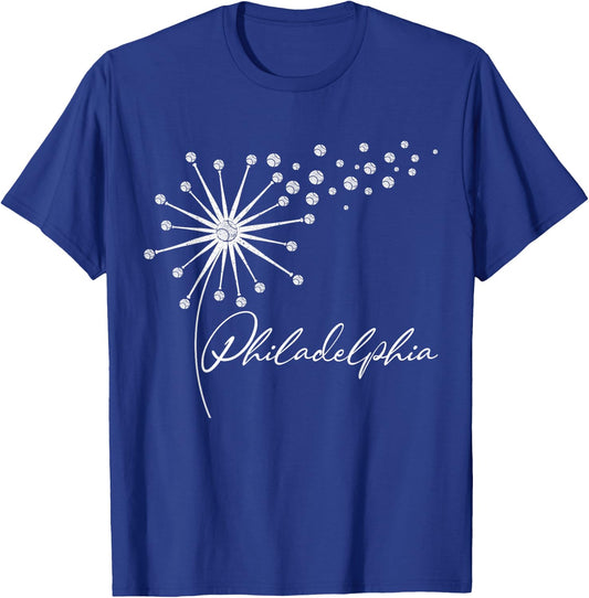 Philly Cute Baseball Dandelion Souvenir I Love Philadelphia T-Shirt - T-Shirt | Royal