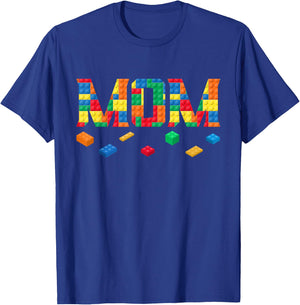 Master Builder Mom Birthday Boy Building Bricks Blocks Party T-Shirt - T-Shirt | Royal
