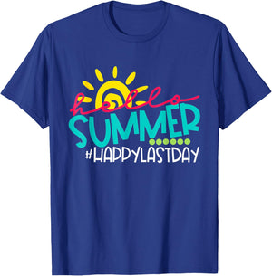 Hello Summer Happy Last Day of School Teacher Student Men Women T-Shirt - T-Shirt | Royal