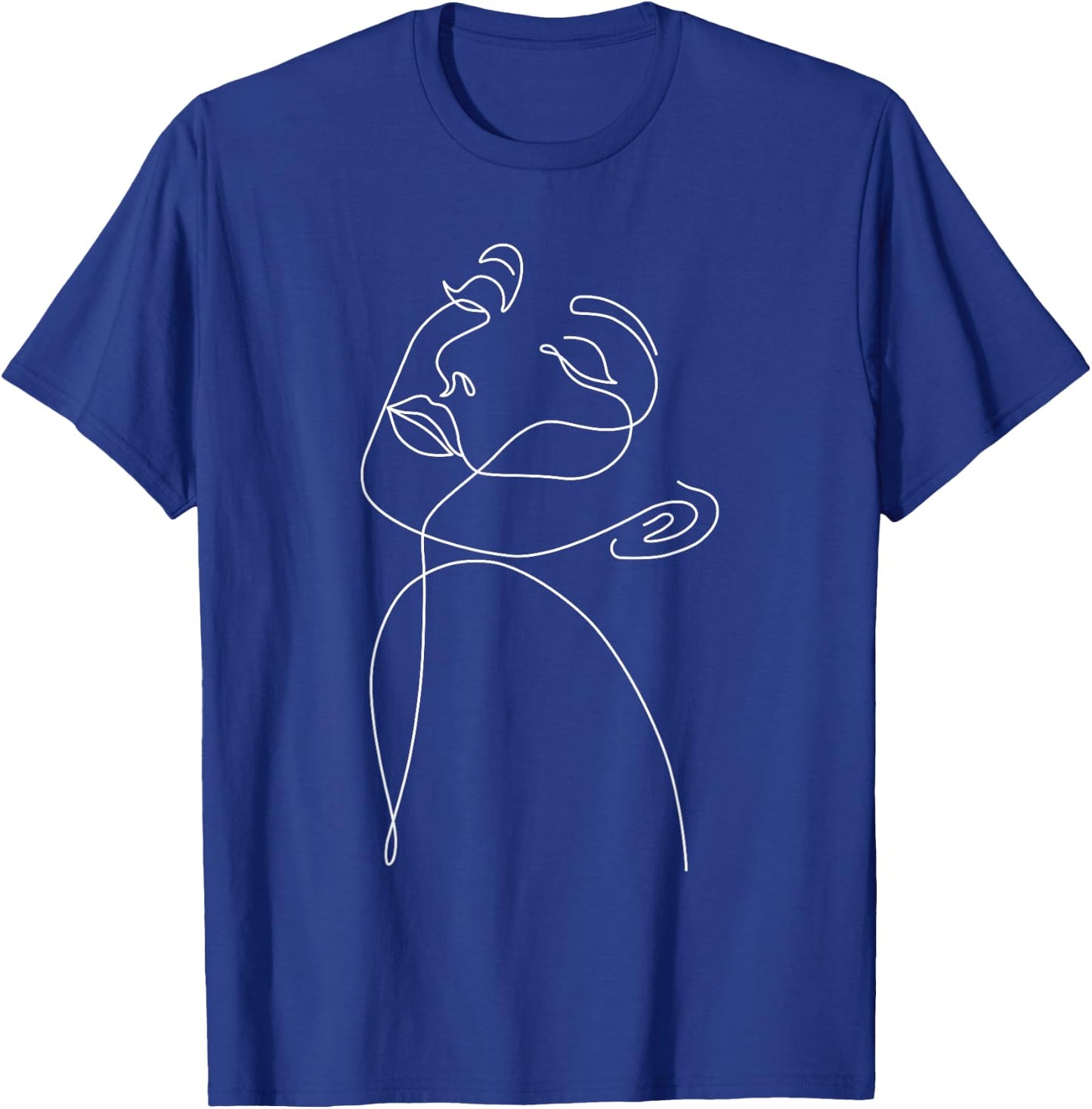 Face Line Art, Illustration, One Line Drawing, Minimalist T-Shirt - T-Shirt | Royal