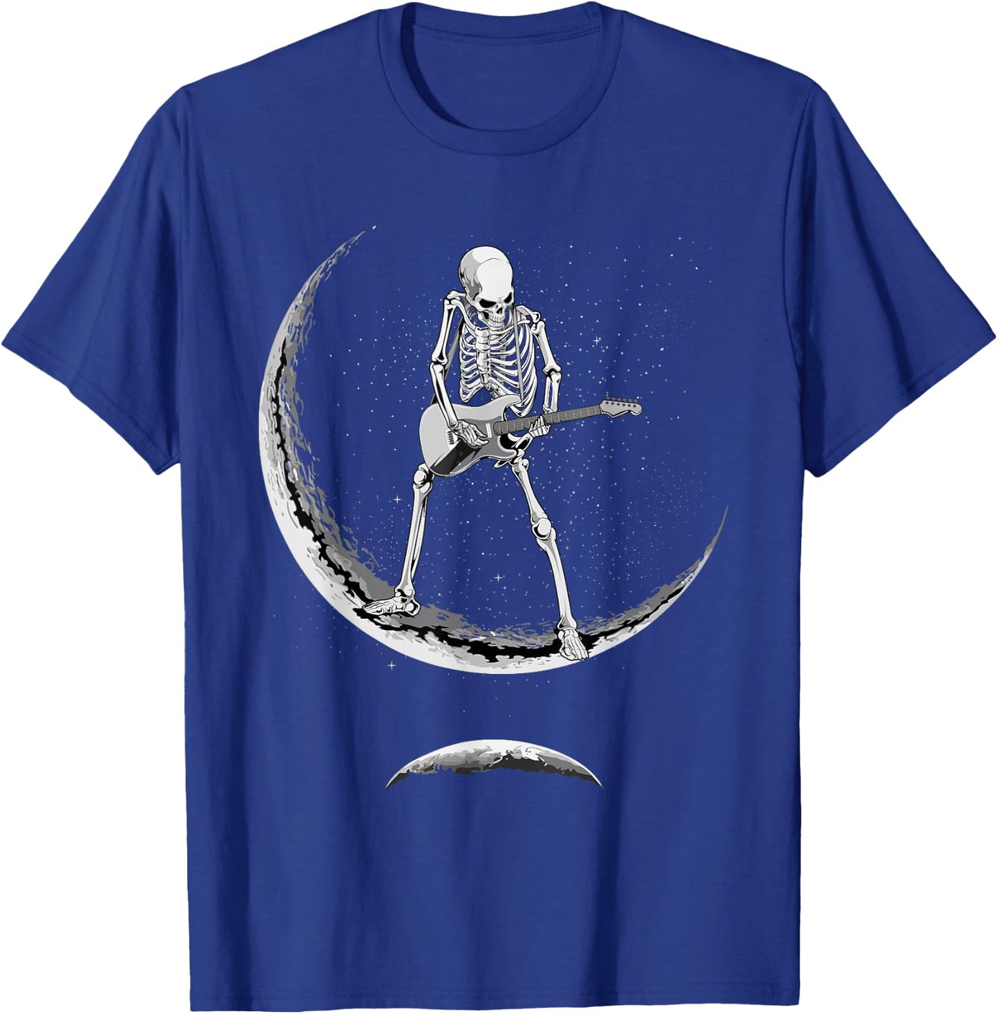 Rock On Skeleton Moon Shirt - Funny Halloween Rock And Roll T-Shirt - T-Shirt | Royal