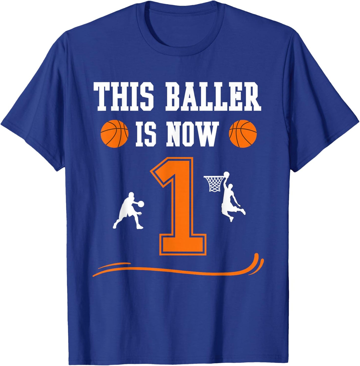 This Baller Is Now 1 Year Old 1st Birthday Basketball Lover T-Shirt - T-Shirt | Royal