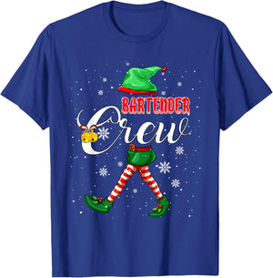 Bartender Crew Christmas Elf Costume Matching Job Team T-Shirt - T-Shirt | Royal