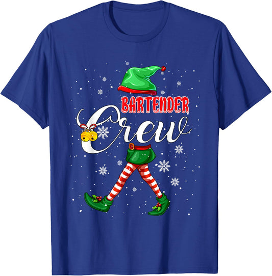 Bartender Crew Christmas Elf Costume Matching Job Team T-Shirt - T-Shirt | Royal