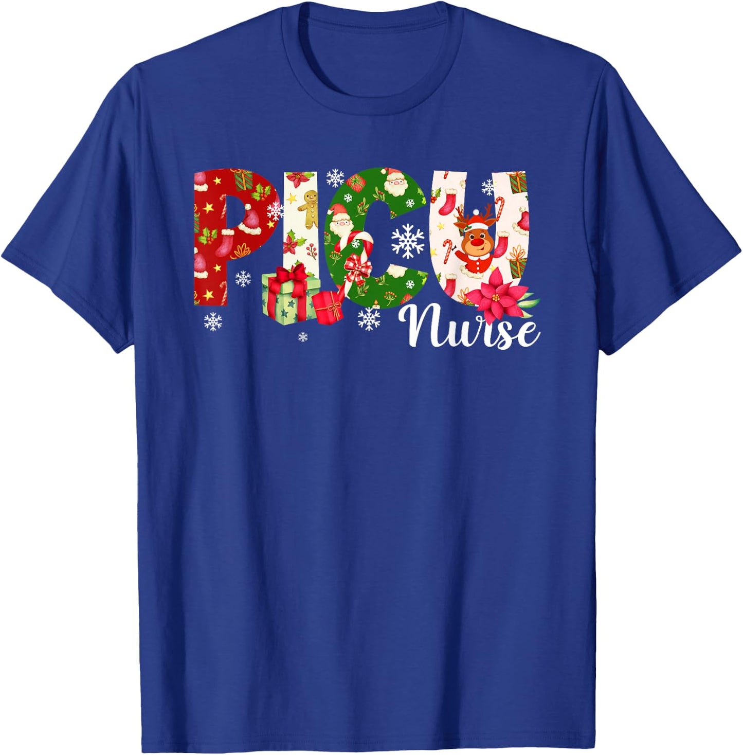 Christmas PICU Nurse Pediatric Intensive Care Unit Xmas T-Shirt - T-Shirt | Royal