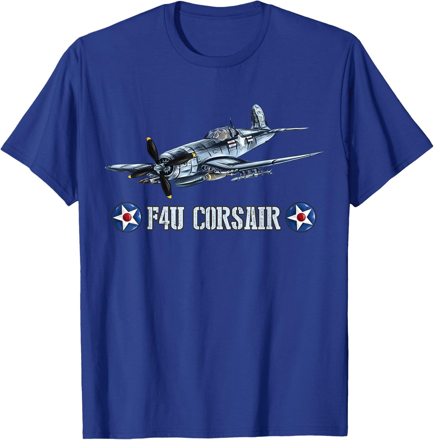 World War 2 Military Fighter Aircraft WWII F4U Corsair T-Shirt - T-Shirt | Royal