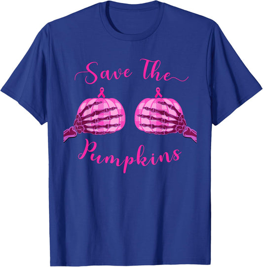 Save Your Pumpkins For Breast Cancer Awareness & Halloween T-Shirt - T-Shirt | Royal