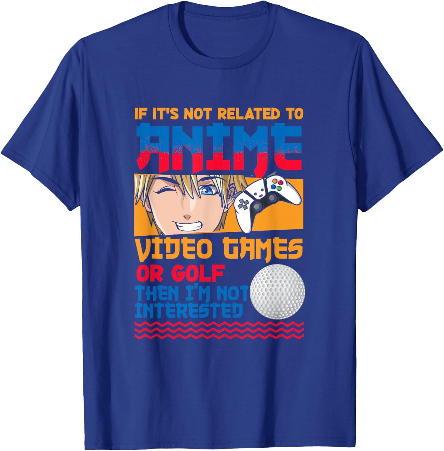 Anime Video Games Golf Japanese Japan Anime Gamer Otaku T-Shirt - T-Shirt | Royal