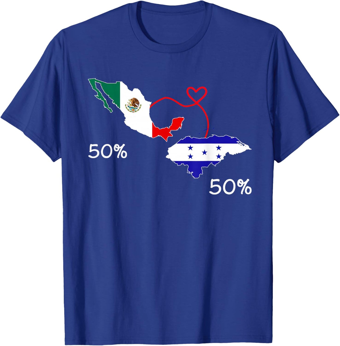 Half Mexican Half Honduran Flag Map Mexico Catracho T-Shirt - T-Shirt | Royal