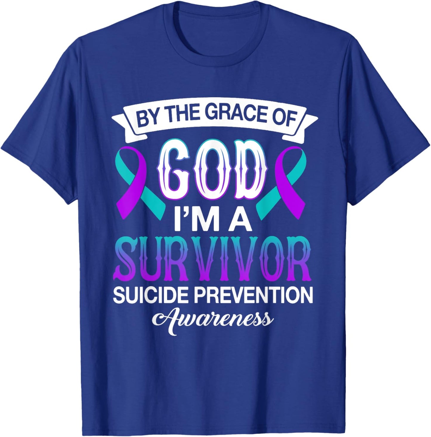 I’m A Survivor Suicide Prevention Teal & Purple Ribbon Gifts T-Shirt - T-Shirt | Royal