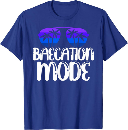 Baecation Mode Funny Couples Vacation Trip 2025 Beach Trip T-Shirt - T-Shirt | Royal