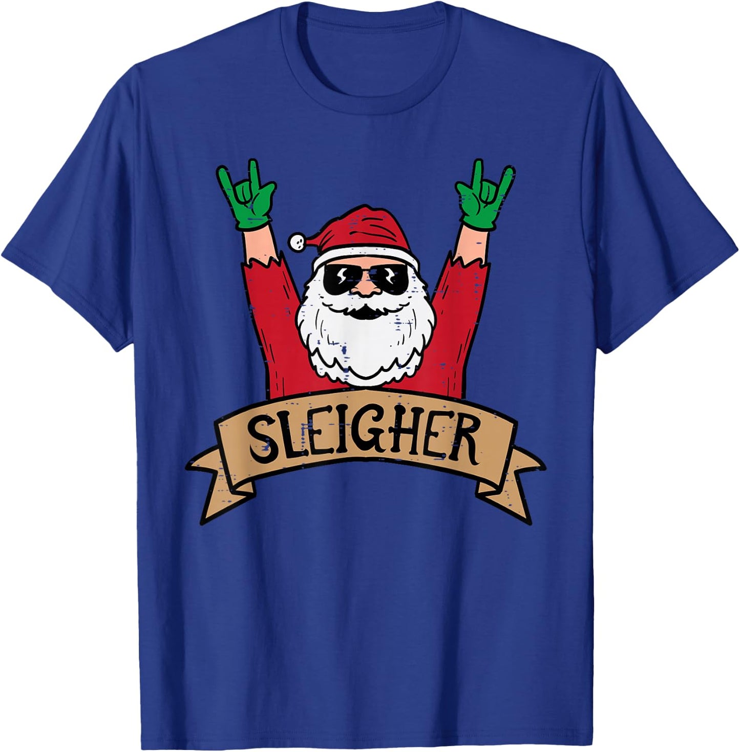 Christmas Sleigher Santa Rock Xmas Rocker Men Women Kids Boy T-Shirt - T-Shirt | Royal