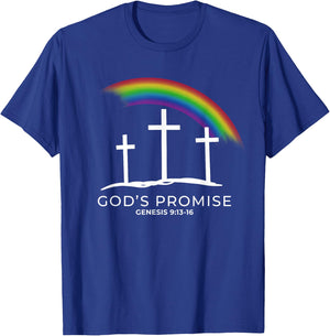 Funny Rainbow Christ Cross - Christian Quote God's Promise T-Shirt - T-Shirt | Royal