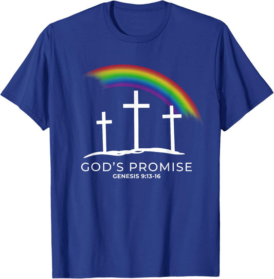 Funny Rainbow Christ Cross - Christian Quote God's Promise T-Shirt - T-Shirt | Royal