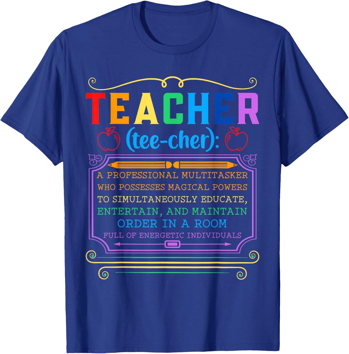 Teacher Definition - Funny Teaching School Teacher T-Shirt - T-Shirt | Royal