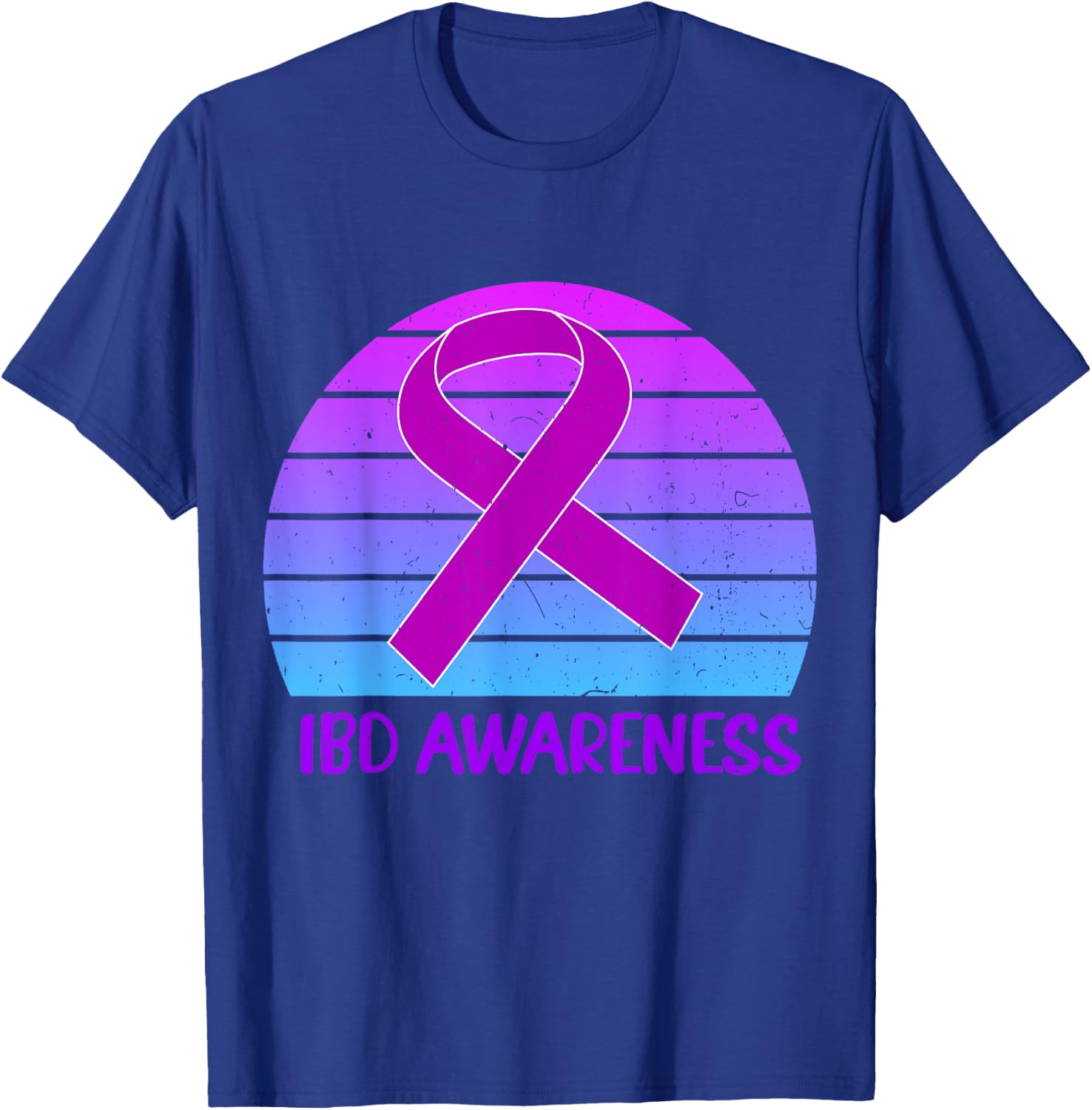 IBD Awareness Crohn's And Colitis Purple Vintage Ribbon T-Shirt - T-Shirt | Royal