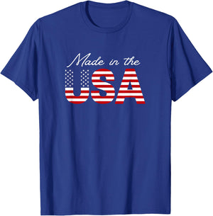 Made in the USA - Retro Patriotic American Flag USA Graphic Kids Men T-Shirt - T-Shirt | Royal