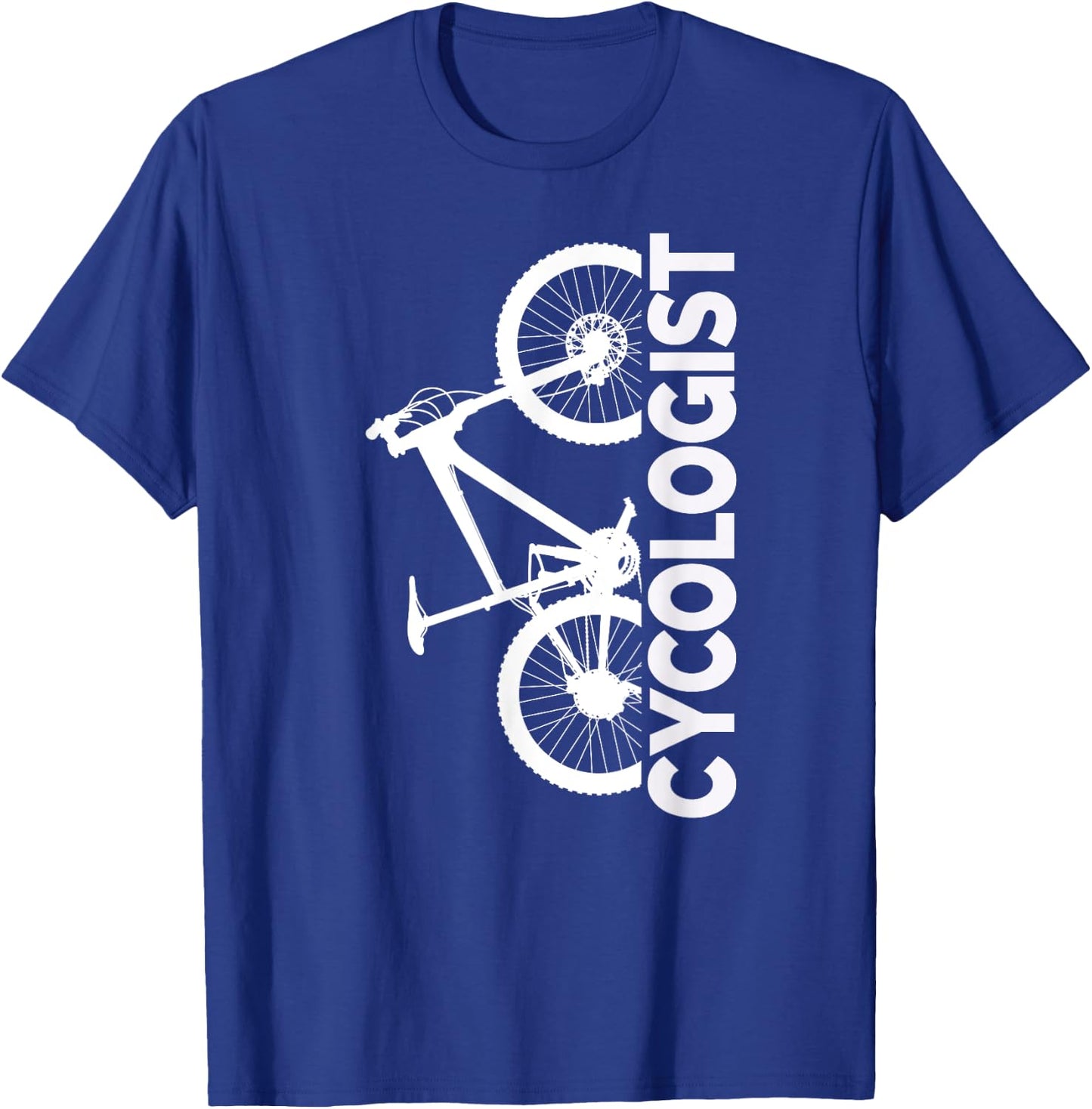 Mountain Biking Cycologist Vertical Graphic Design T-Shirt - T-Shirt | Royal