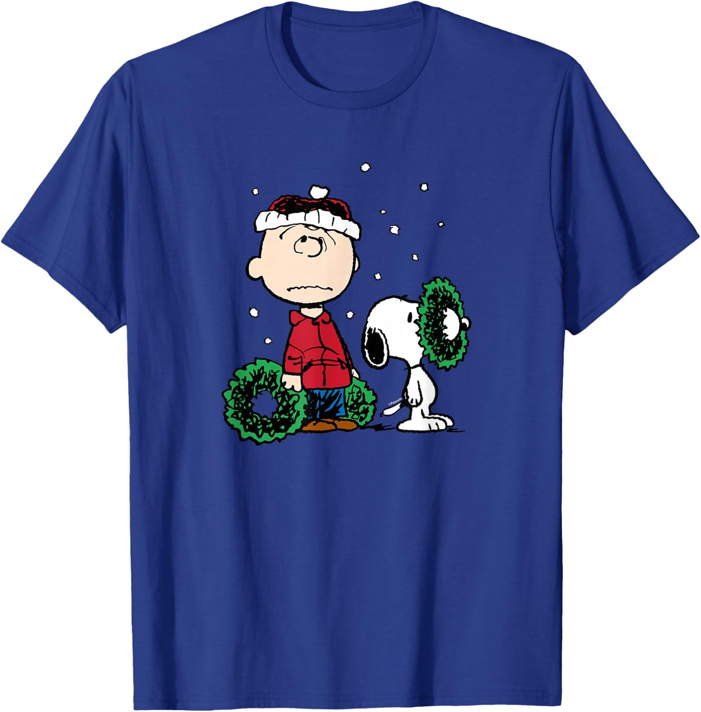 Peanuts - Snoopy Charlie Brown Wreath T-Shirt - T-Shirt | Royal