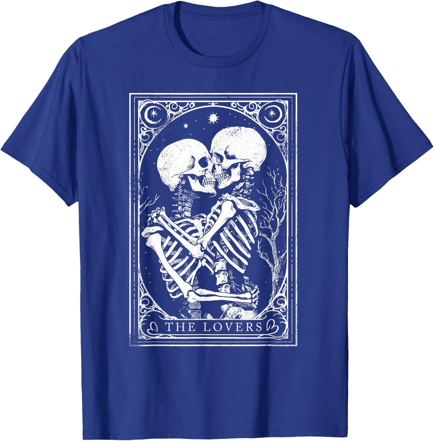 Tarot Card Shirt The Lovers Goth Skeleton Halloween Occult T-Shirt - T-Shirt | Royal