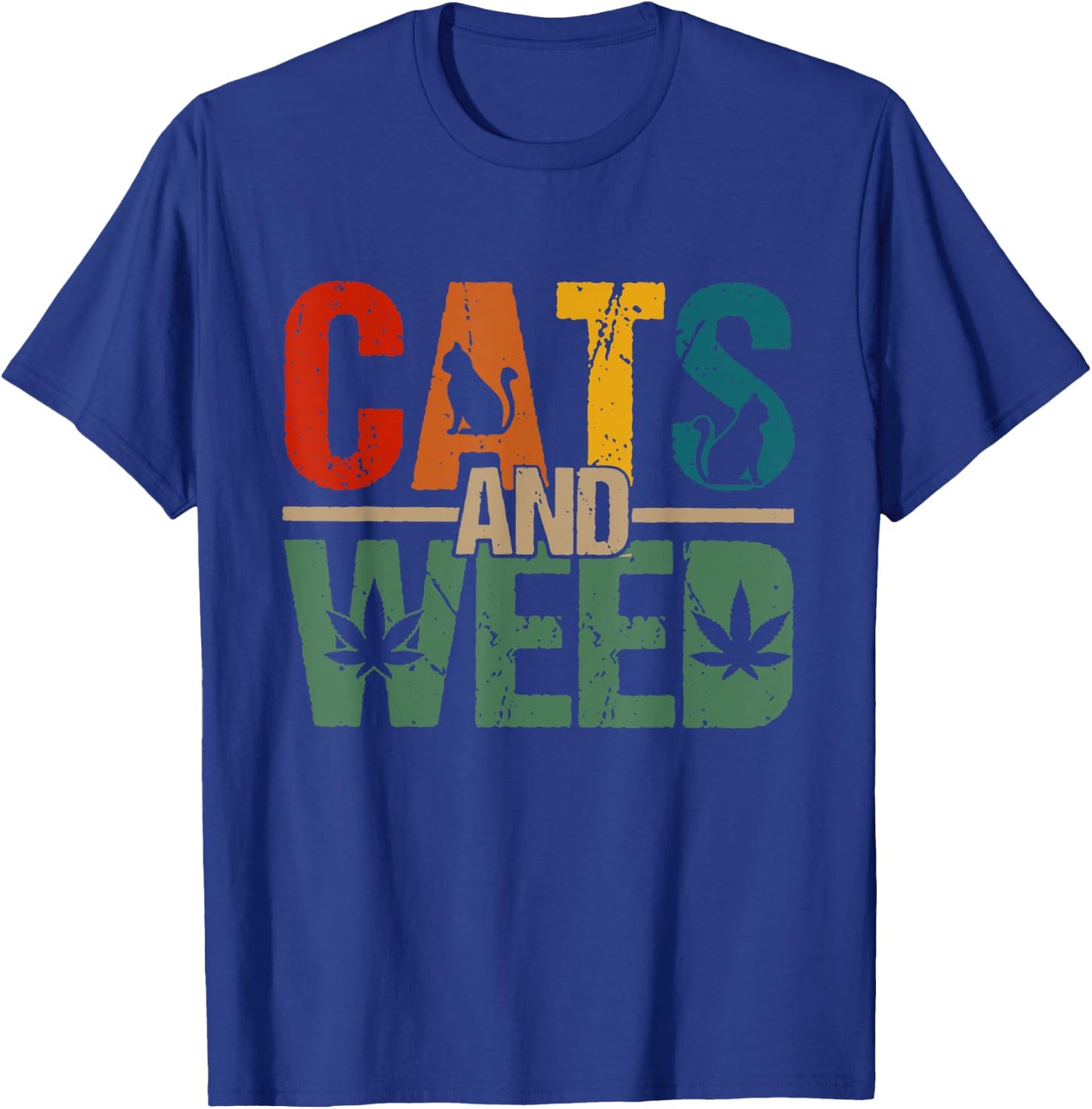 Cats And Weed, Cannabis Stoner, Marijuana Cat Mom Dad Women T-Shirt - T-Shirt | Royal