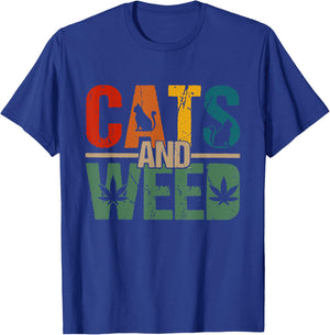 Cats And Weed, Cannabis Stoner, Marijuana Cat Mom Dad Women T-Shirt - T-Shirt | Royal