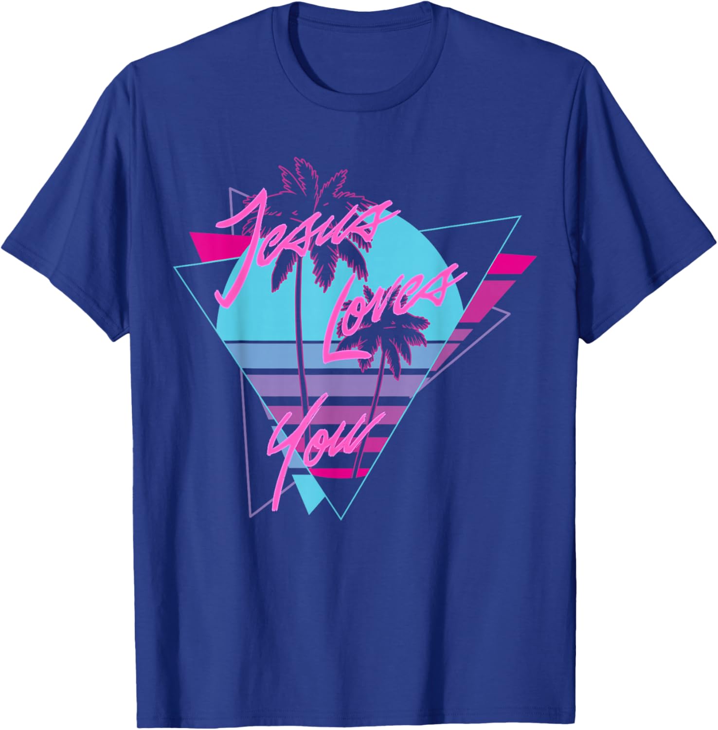 Jesus Loves You 80's Vaporwave Aesthetic Christian T-Shirt - T-Shirt | Royal